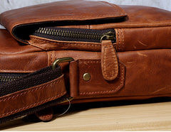 Genuine Leather Mens Cool Messenger Bag Small Bag Chest Bag Bike Bag Cycling Bag for men