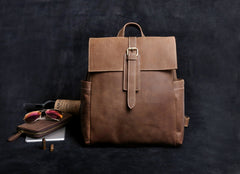 Genuine Leather Mens Cool Backpack Sling Bag Large Black Travel Bag Hiking Bag for men