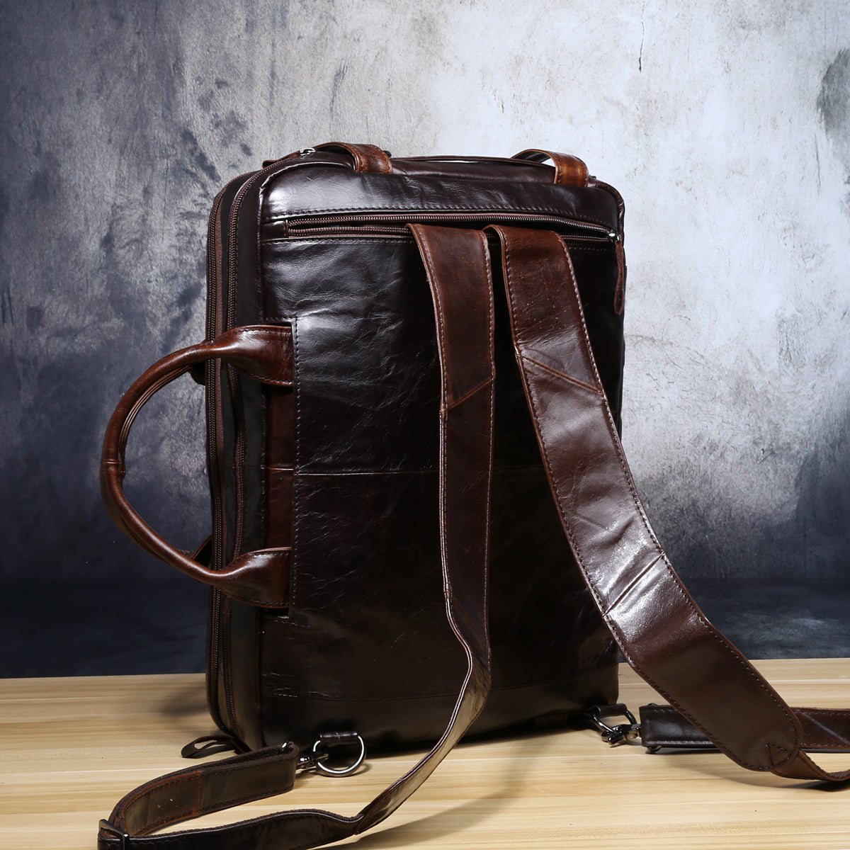 Genuine Leather Mens Cool Messenger Bag Briefcase Backpack Bag Travel Bag for Men