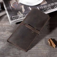 Handmade Leather Mens Clutch Wallet Cool Leather Wallet Long Phone Wallets for Men - iwalletsmen