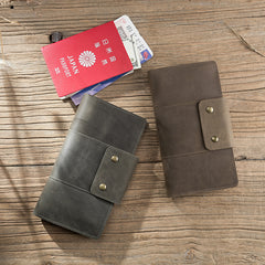 Handmade Leather Mens Travel Wallet Passport Leather Wallet Long Phone Wallets for Men