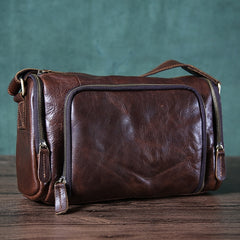 Cool Leather Small Mens Barrel Side Bag Bucket Shoulder Bag Messenger Bag for Men - iwalletsmen