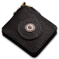Handmade Leather Small Tooled Mens billfold Wallet Cool Chain Wallet Biker Wallet for Men