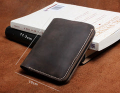Handmade Leather Mens Cool Slim Leather Wallet Men Small Wallets Bifold for Men