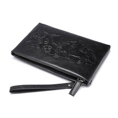 Genuine Leather Mens Urban Cohort Clutch Cool Slim Wallet Zipper Clutch Wristlet Wallet for Men - iwalletsmen