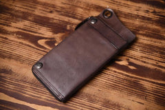 Handmade Mens Cool Long Leather Chain Wallet Cards Biker Trucker Wristlet Wallet - iwalletsmen