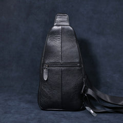 Genuine Leather Mens Cool Chest Bag Sling Bag Crossbody Bag Travel Bag Hiking Bag for men
