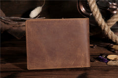 Handmade Leather Mens Cool Slim Leather Wallet Card Wallet Holders Men Small Wallets Bifold for Men