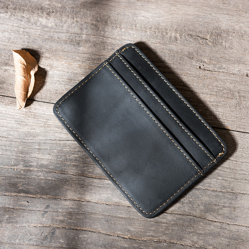 Handmade Leather Mens Cool billfold Wallet Card Holder Small Card Slim Wallets for Men - iwalletsmen