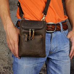 Leather Belt Pouch Mens Small Cases Waist Bag Hip Pack Belt Bag Fanny Pack Bumbag for Men