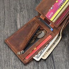 Handmade Leather Mens Cool Slim Leather Wallet Card Wallet Holders Men Small Wallets Trifold for Men