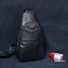 Genuine Leather Mens Cool Chest Bag Sling Bag Crossbody Bag Travel Bag Hiking Bag for men