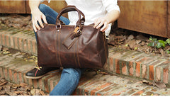 Cool Leather Mens Weekender Bags Vintage Travel Bags Duffle Bag for Men - iwalletsmen