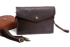 Genuine Leather Mens Cool Messenger Bag Clutch Bag Chest Bag Bike Bag Cycling Bag for men