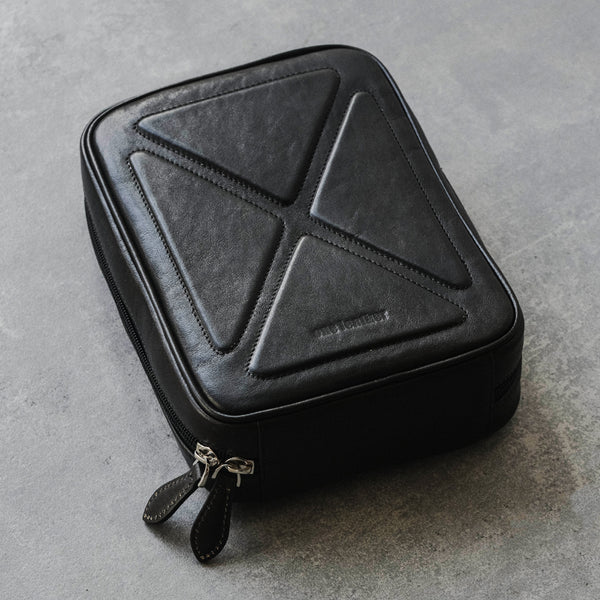 Cool Leather Black Mens Leather 4pcs Tobacco Pipe Case Zipper Tobacco Pipe Case for Men - iwalletsmen