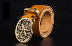 Handmade Genuine Leather Punk Rock Western Country Star of David Mens Cool Men Biker Trucker Leather Belt