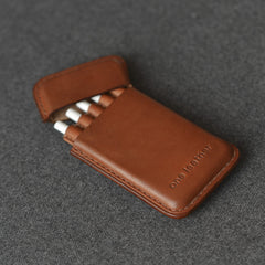 Handmade Brown Leather Womens 5pcs Cigarette Holder Case Cool Custom Cigarette Case for Women - iwalletsmen
