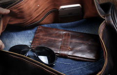 Genuine Leather Mens Cool Weekender Bag Travel Bag Duffle Bags Overnight Bag Holdall Bag for men