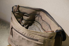 Black Green Canvas Large Messenger Bag Crossbody Bag Black Canvas Satchel Bag For Men - iwalletsmen