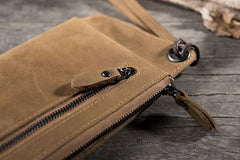 Handmade Leather Mens Cool Long Chain Wallet Phone Biker Trucker Wristlet Wallet