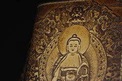 Handmade Leather Tooled Shakya Muni Buddhism Mens Long Wallet Cool Leather Wallet Clutch Wallet for Men