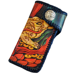 Handmade Mens Tooled GoldenToad Leather Chain Wallet Biker Trucker Wallet with Chain - iwalletsmen