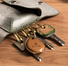Handmade Leather Mens Cool Key Wallet Car Key Holder Car Key Case Card Holder for Men