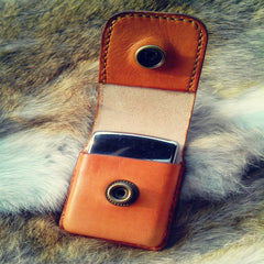 Cool Mens Brown Leather Zippo Lighter Cases with Loop Zippo lighter Holder with clips - iwalletsmen