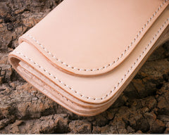 Handmade Mens Cool Beige Leather Chain Wallet Biker Trucker Wallet with Chain