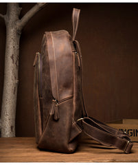 Brown Casual Mens Leather 15-inch Large Laptop Backpacks Brown Travel Backpacks School Backpacks for men - iwalletsmen
