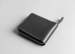Handmade Leather Mens Cool Slim Leather Zipper Wallet Men Small Wallets Bifold for Men