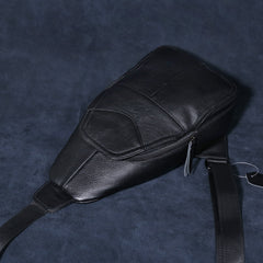 Genuine Leather Mens Cool Chest Bag Sling Bag Crossbody Bag Travel Bag Hiking Bag for men