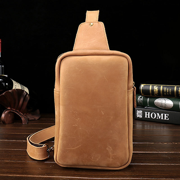 Cool Leather Mens Sling Shoulder Bag Sling Bags Chest Bag Sling Backpack for men - iwalletsmen