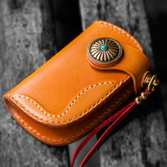 Handmade Leather Biker Mens Cool Car Key Wallet Coin Wallet Pouch Car KeyChain for Men