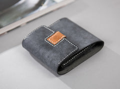 Handmade Leather Mens Cool Slim Leather Wallet Men Small Wallets Trifold for Men