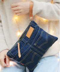 Cool Blue Jean Mens Clutch Bag Wristlet Bag Wallet Zipper Clutch Wallet For Men - iwalletsmen