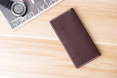 Handmade Leather Mens Clutch Wallet Cool Leather Wallet Long Phone Wallets for Men Women