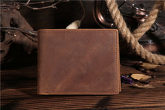 Handmade Leather Mens Cool Slim Leather Wallet Card Wallet Holders Men Small Wallets Bifold for Men