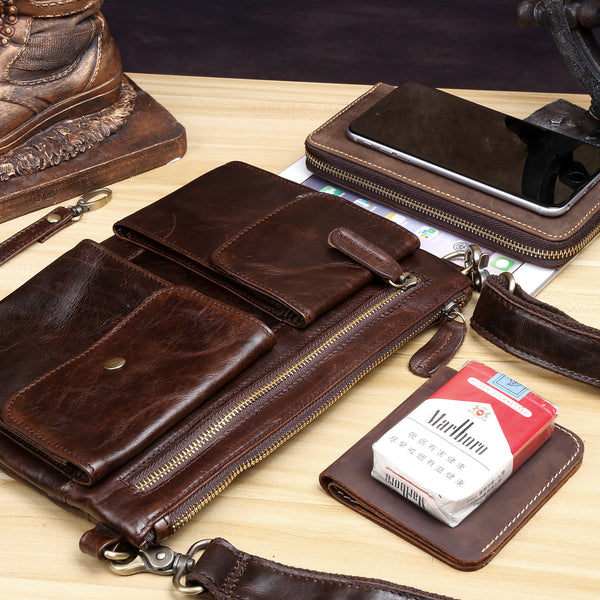 Genuine Leather Mens Cool Messenger Bag Clutch Bag Chest Bag Bike Bag Cycling Bag for men