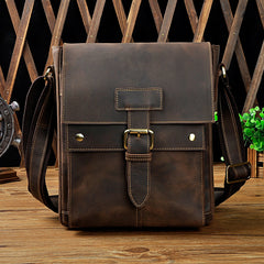 Cool Leather Small Messenger Bags Vintage CrossBody Bag Shoulder Bag For Men - iwalletsmen