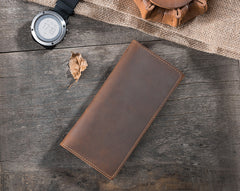 Handmade Leather Mens Clutch Wallet Cool Leather Wallet Long Phone Wallets for Men