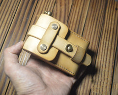 Leather Beige Mens Cigarette Case Cigarette Holder Belt Pouch with Belt Loop for Men - iwalletsmen