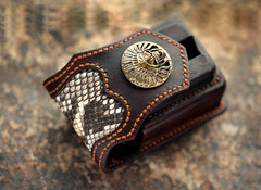 Vintage Leather Mens Skull Cool Cigarette Holder Case with lighter Holder for Men - iwalletsmen