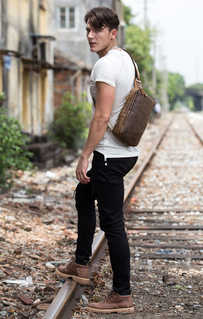 Men's Retro Pu Leather Chest Bag, Single Shoulder Crossbody Bag, Can Be  Worn On Both Left And Right Shoulder Shoulder Bag Sling Bag For Travel  Commute Business Lightweight Anti Theft Multifunctional Gift
