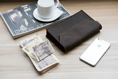 Handmade Leather Mens Clutch Cool Large Wallet Clutch Wristlet Wallet for Men