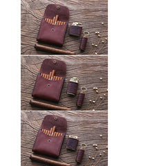 Handmade Wooden Black Leather Mens 20pcs Cigarette Case Cool Custom Cigarette Holder for Men - iwalletsmen