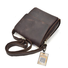 Genuine Leather Mens Messenger Bag Vertical iPad Shoulder Bag For Men