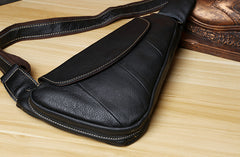 Small backpack sling Black Leather Chest Bag Sling Bag Mens Small Crossbody Sling Bag Leather One Strap Backpack