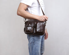 Genuine Leather Mens Cool Messenger Bag Chest Bag Bike Bag Cycling Bag for men