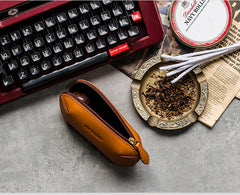 Cool Leather Mens Leather Tobacco Pipe Case Zipper Tobacco Pipe Case for Men - iwalletsmen